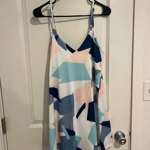 Abstract Geometric Spaghetti Strap Dress